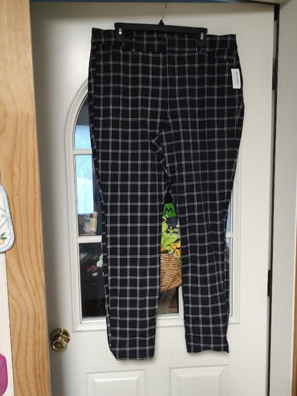 New Old Navy Black Checked Never Fade High Rise Pixie Pants Women's 16 Tall